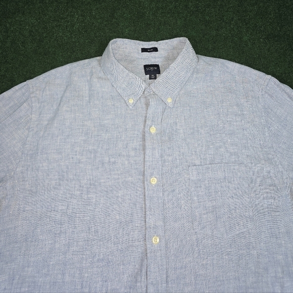 J. Crew | Slim Fit Short-Sleeve Baird McNutt Irish-Linen Blend Mens Casual Shirt - Picture 5 of 15